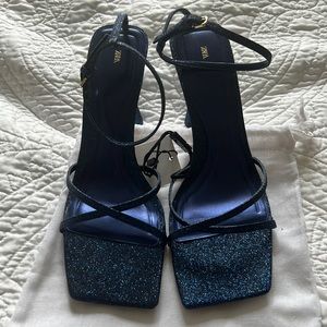 Blue Glitter Zara Heels NWT